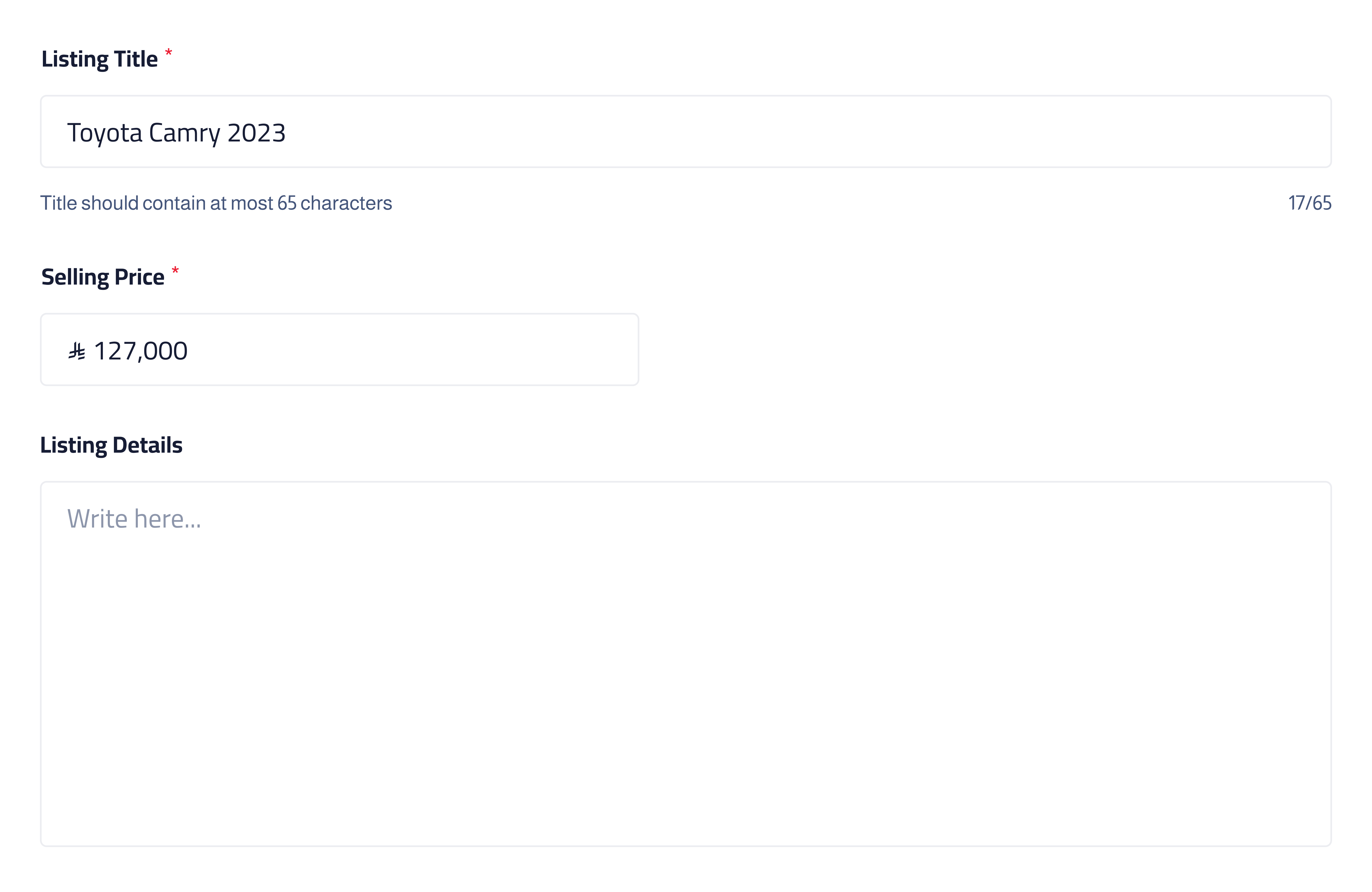 Step 3: Enter Listing Details